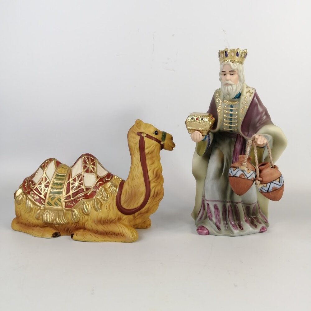 Hawthorne Village Thomas Kinkade Nativity Seated Camel & King Gaspar 2002 Mint